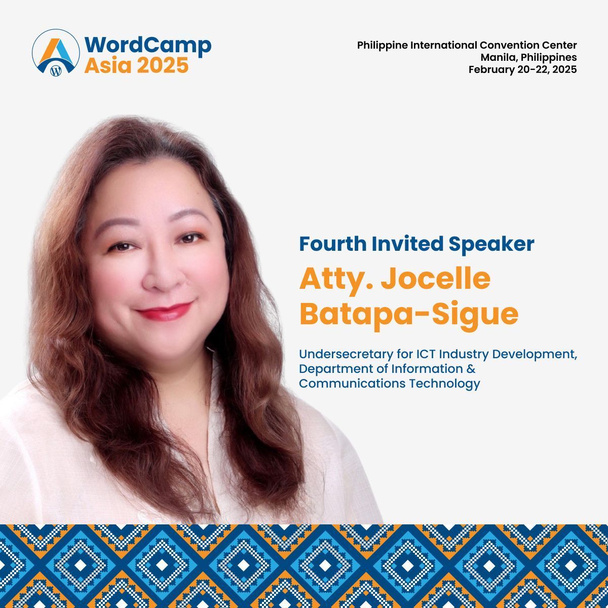WordCampAsia's tweet photo. 🎉 Announcing our 4th invited speaker for WordCamp Asia 2025 – @attyjebs
We’re excited to have her share her expertise with us! 🌏✨

Read more: https://t.co/grDa5UmI1c

#WCAsia #WordCampAsia #WordPress #InvitedSpeaker https://t.co/lsBFwEr3E8