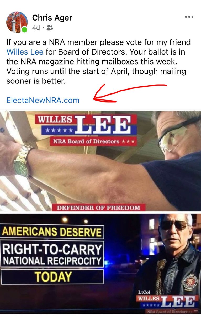 WillesLee's tweet photo. Membership is speaking. Humbling. Thank you.
Continue to share the word. Let NRA voters know that we can #fixNRA.
Vote (me, please) ONLY https://t.co/1PPDeHdnON. #freedomssafestplace https://t.co/eZu9KoX4Bn