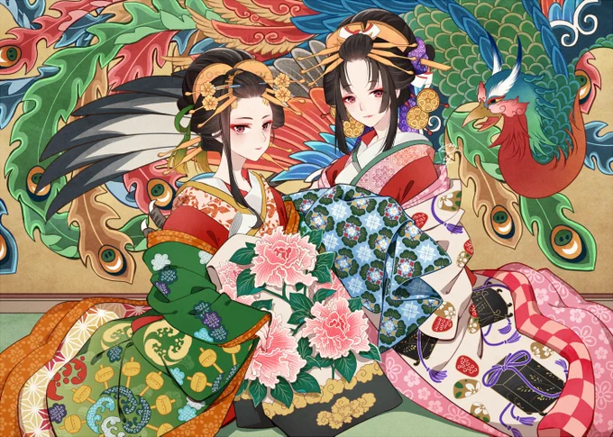#刺さる人に届け一次創作祭り簪盛り盛りの花魁を描くのが好きです 