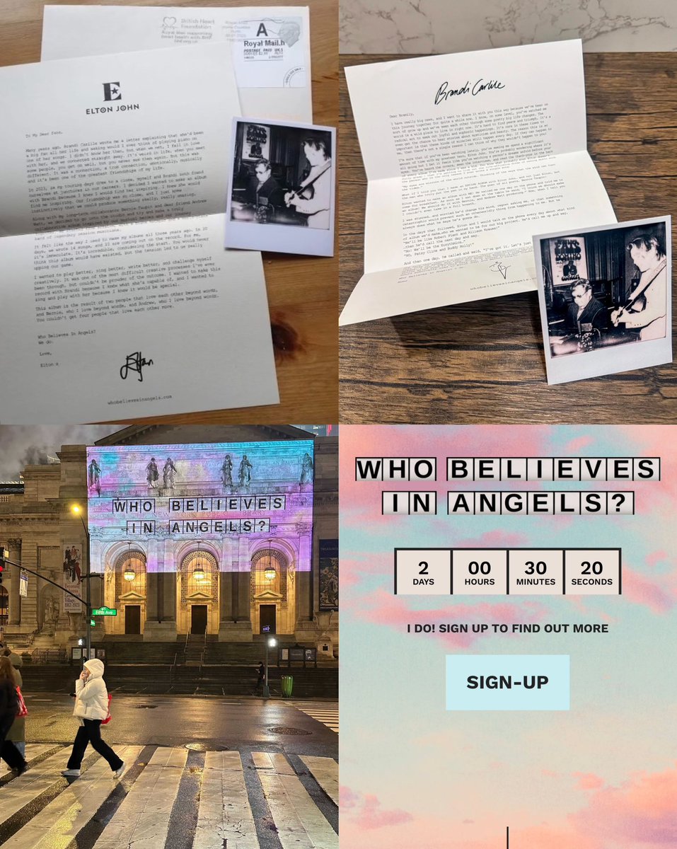 PopBase's tweet photo. New Elton John &amp; Brandi Carlile music could be on the way after fans received letters, a new website was launched, and a pop-up appeared in New York. https://t.co/H64Zn64acL