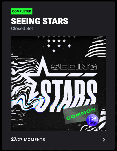 bumsterNFT's tweet photo. I completed a few common sets tonight, including the infamous Seeing Stars set.
#NBATopShot #SeeingStars https://t.co/BA9WOfGZxG