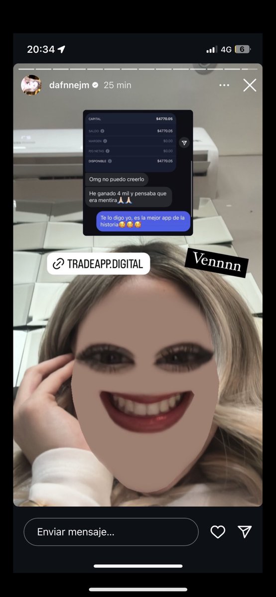 ap981407's tweet photo. Literalmente, dafnne a cada rato promociona esas apps de fiabilidad dudosa, y nadie le dice nada. La morra a gusto monetizando y aprovechándose de su audiencia llena de niñas que caen en sus estafas pedorras… https://t.co/NYUpXBWLGH
