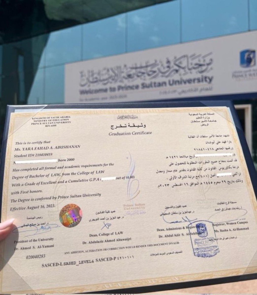 الجامعات السعودية المرموقة لدراسات البكالوريوس :
1. جامعة الملك خالد .
2. جامعة الإمام محمد بن سعود الإسلامية.
3. جامعة تبوك .
4. جامعة القصيم .
5. جامعة الملك سعود بن عبد العزيز للعلوم الصحية
شهادات جامعية
