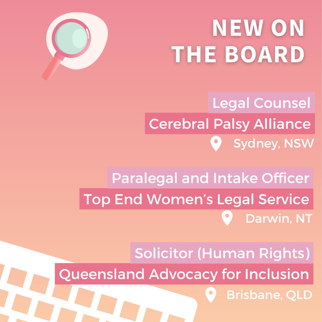 Check out some of the exciting new opportunities featured on our jobs board this week👇

<a href="/CPAllianceAU/">Cerebral Palsy Alliance</a>, Sydney, NSW
- Top End Women's Legal Service, Darwin, NT
<a href="/QldAdvocacy/">QAI</a>, Brisbane, QLD

Click here to find out more: sjopps.net.au.
