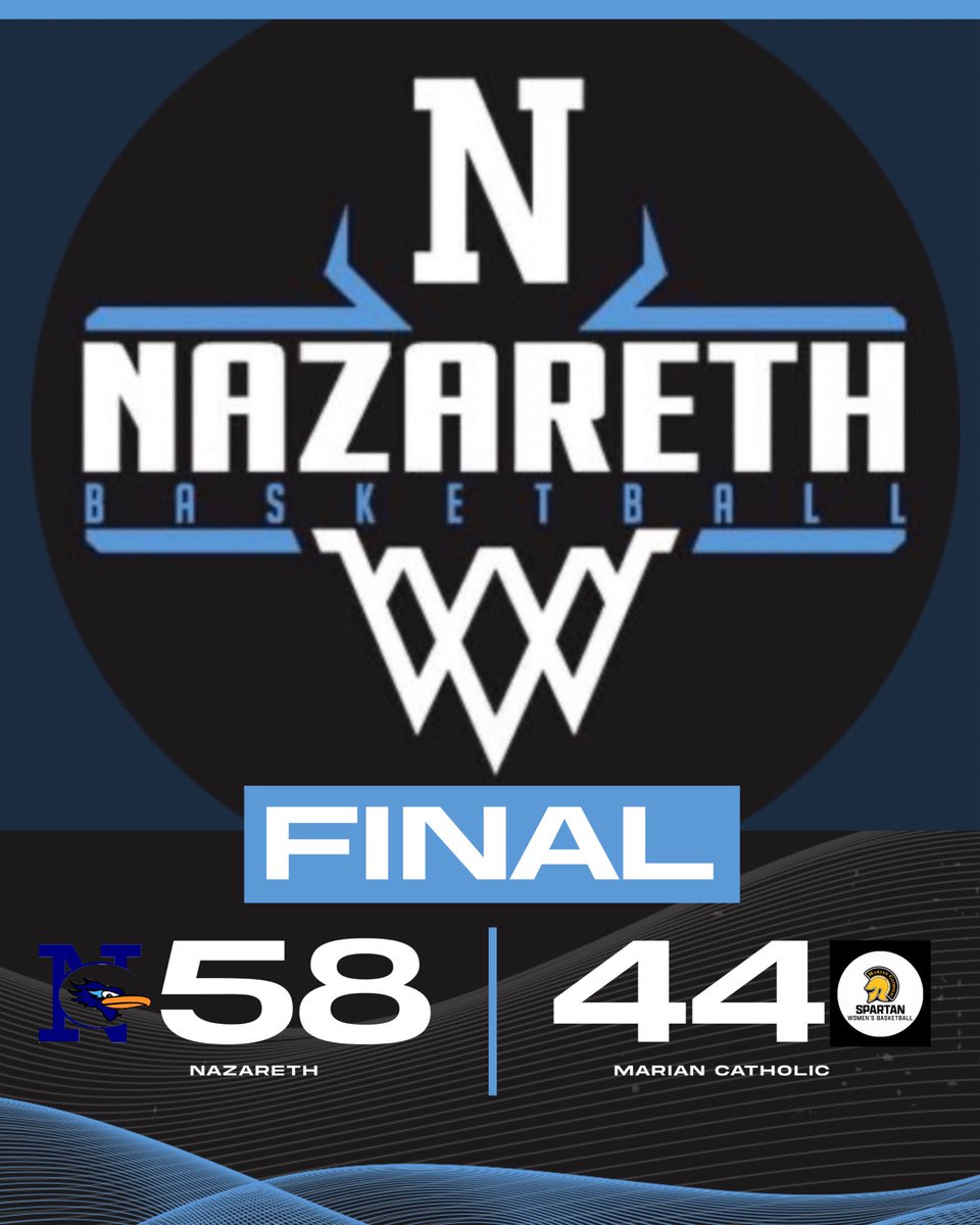 Nazareth GBB (@nazarethgbb) on Twitter photo 🚨Nazareth 58- Marian Catholic 44🚨
🏀Sakalas -17pts, 10+rebs
🏀von Schlegell - 13pts
🏀Moore - 9pts
🏀Towne -7pts
🏀Shelton -7pts
Naz moves to 24-2 (8-1 ESCC)
#RideTheWave #WhyNotUs
<a href="/jwelge96/">Joshua Welge</a> <a href="/pgh_lisa/">PrepGirlsHoopsLisa</a> <a href="/K_Williamsmedia/">Kyle W</a> <a href="/mikeclarkpreps/">MikeClarkPreps</a> 🚨Nazareth 58- Marian Catholic 44🚨
🏀Sakalas -17pts, 10+rebs
🏀von Schlegell - 13pts
🏀Moore - 9pts
🏀Towne -7pts
🏀Shelton -7pts
Naz moves to 24-2 (8-1 ESCC)
#RideTheWave #WhyNotUs
<a href="/jwelge96/">Joshua Welge</a> <a href="/pgh_lisa/">PrepGirlsHoopsLisa</a> <a href="/K_Williamsmedia/">Kyle W</a> <a href="/mikeclarkpreps/">MikeClarkPreps</a>