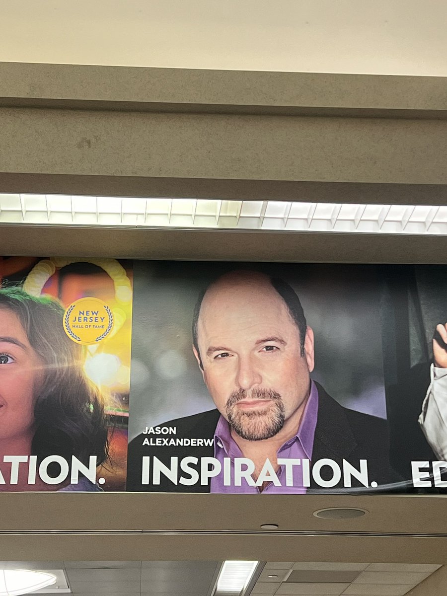 cescaslovakia's tweet photo. It feels important to share that the New Jersey Hall of Fame mural at the Secaucus NJT has a very dramatic and misspelled Jason Alexander headshot https://t.co/uNofZCLW89