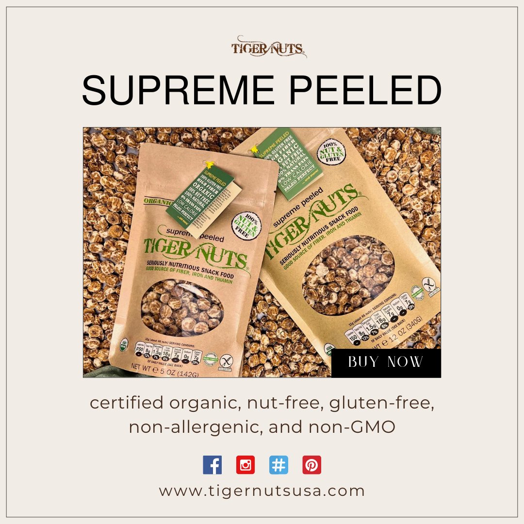 These Tiger Nuts are not only peeled to perfection but are certified organic, nut-free, gluten-free, non-allergenic, and non-GMO.🥰💚

🛒tigernutsusa.com/products/new-1…

#nutfree #glutenfree #organic #healthysnack #allergenfree