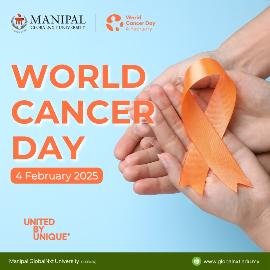 Manipal GlobalNxt University (MGNU) stands united on World Cancer Day.🎗️

Together, we can raise awareness, support research, and inspire hope. Let's fight cancer with knowledge and compassion. 🌍

#ManipalGlobalNxtUniversity #NxtGenLeaders #InspireFutureLearning #WorldCancerDay