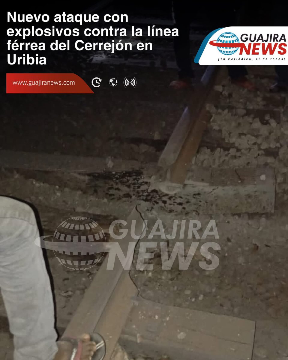 OngWayuu's tweet photo. Rechazamos atentado contra la línea férrea de la empresa @CerrejonCol ¿Que hay detrás de estos atentados? ¿buscan deslegitimar las justas reclamaciones del pueblo wayuu? @FiscaliaCol debe investigar a fondo estos atentados! @petrogustavo @PoliciaColombia @mindefensa https://t.co/bdqQQzkOBE