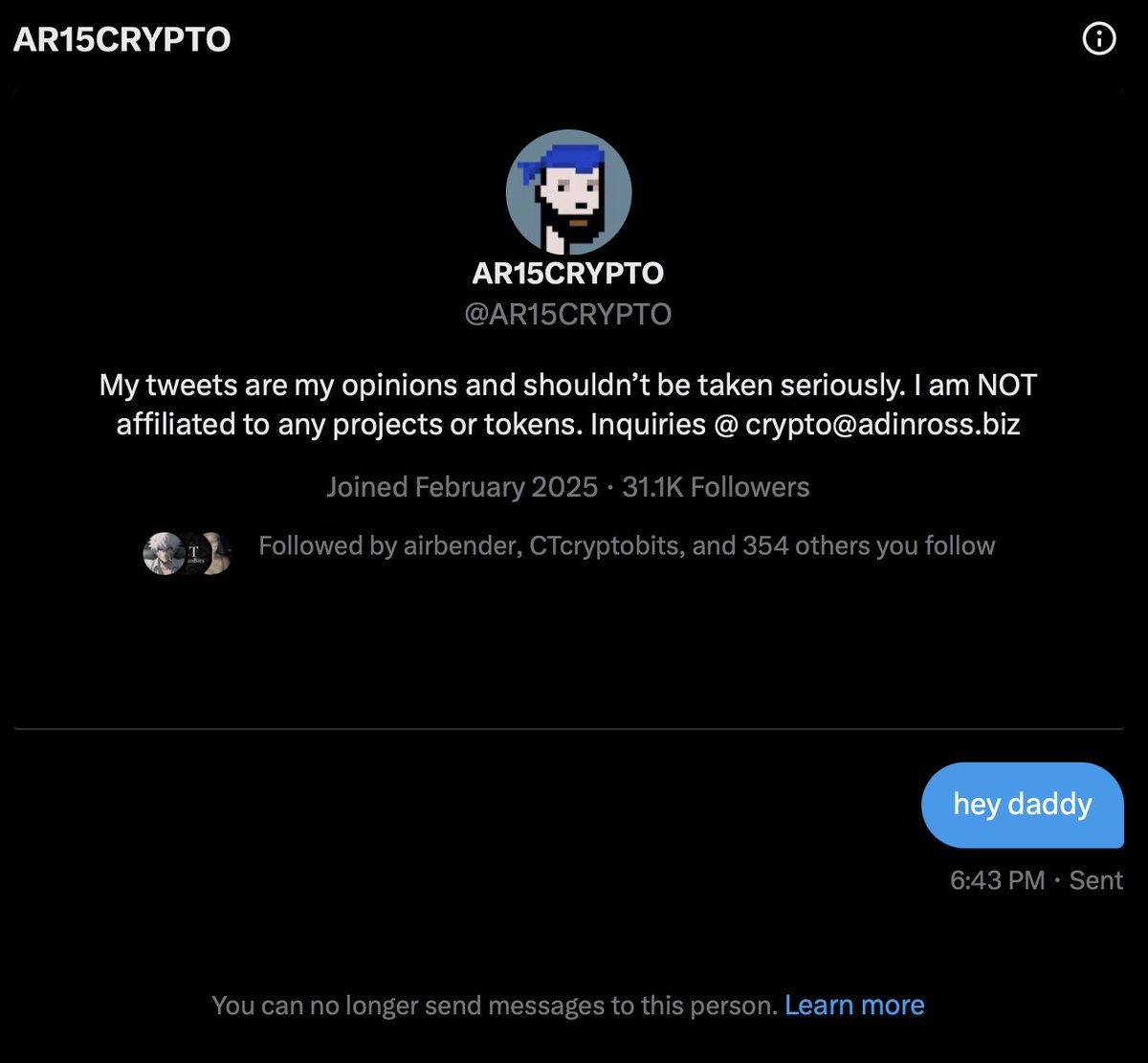hey <a href="/elonmusk/">Elon Musk</a>, it says I can't dm this account anymore, not sure why?