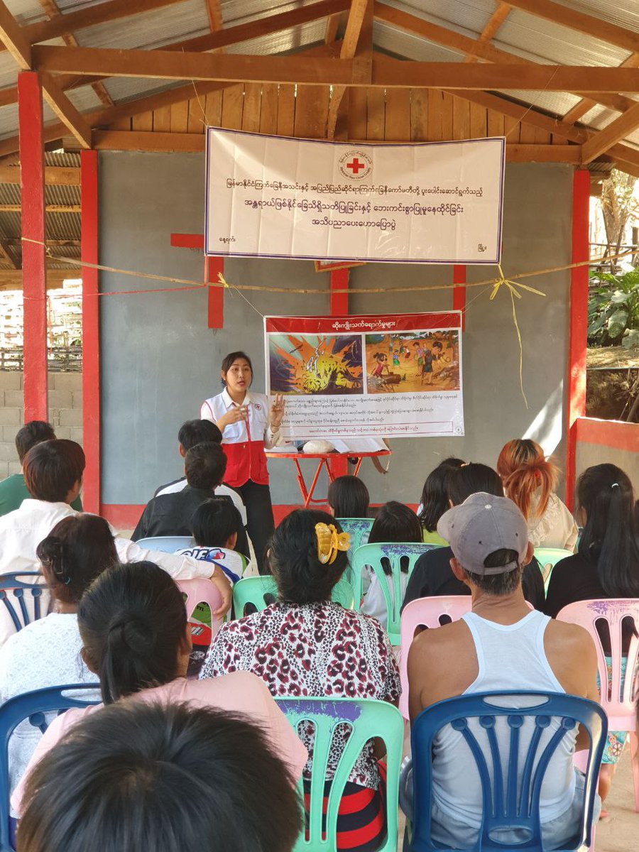 MyanmarRedCross's tweet photo. Empowering communities in #Tachileik, #EasternShan!
Our #RedCross volunteers led a #RASB (#MineRisk) #Awareness session to keep communities safe 🛑⚠️ and provided soap-making training to boost cash income opportunities. 🧼💰 https://t.co/5pLBomWN5f