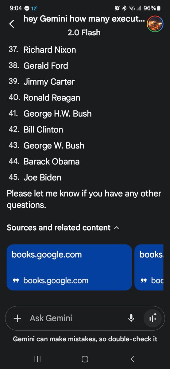 DougEdberg's tweet photo. @elonmusk @realDonaldTrump um so Google ai model thinks Joe Biden was the 45 president https://t.co/vf6P0mROl1