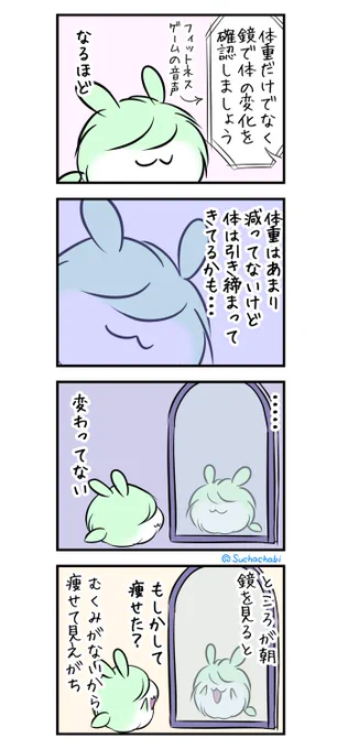 1744日目 ダイエット中全身を鏡で見たときあるある #4コマ漫画 