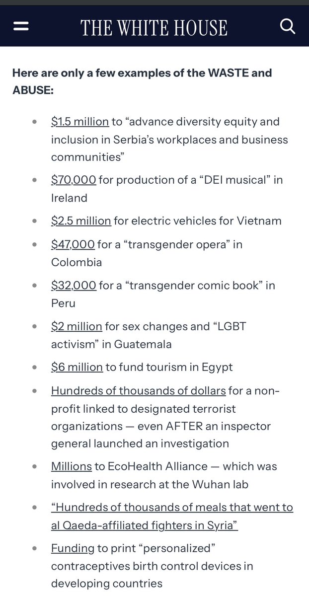 lindeman126's tweet photo. Link to USAID waste fraud and abuse page. Here’s a partial list which INCLUDES Funding GOR at the WUHAN LAB in China. Anyone who has a problem with what DOGE is accomplishing, shouldn’t be allowed to live in this country.  #AmericaFirst 
https://t.co/OJWVRWL22I https://t.co/SXnWdCTKyl