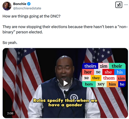 WhitneyTilson's tweet photo. This is ungodly idiocy – and exactly why I’m running against my own party in NYC.

If you want to know why we Democrats are losing support in every corner of the country among every demographic group – and will continue to do so until we wrest control from the extremist left – watch this: https://t.co/w6x16hV5L0

And read this – Jonathan Chait nails it:

The Democrats Show Why They Lost
At a meeting of the DNC, the party seemed to be at pains to demonstrate that it learned nothing from its 2024 defeat.
By Jonathan Chait
February 2, 2025, 6:40 PM ET
https://t.co/gSljAG5VuE

Speaking to the Democratic National Committee, which met to select its new leadership this weekend, the outgoing chair, Jaime Harrison, attempted to explain a point about its rules concerning gender balance for its vice-chair race. “The rules specify that when we have a gender-nonbinary candidate or officer, the nonbinary individual is counted as neither male nor female, and the remaining six officers must be gender balanced,” Harrison announced.
As the explanation became increasingly intricate, Harrison’s elucidation grew more labored. “To ensure our process accounts for male, female, and nonbinary candidates, we conferred with our [Rules and Bylaws Committee] co-chair, our LGBT Caucus co-chair, and others to ensure that the process is inclusive and meets the gender-balance requirements in our rules,” he added. “To do this, our process will be slightly different than the one outlined to you earlier this week, but I hope you will see that in practice, it is simple and transparent.”
The Democratic Party, at least in theory, is an organization dedicated to winning political power through elected office, though this might seem hard to believe on the evidence provided by its official proceedings. The DNC’s meetings included a land acknowledgment, multiple shrieking interruptions by angry protesters, and a general affirmation that its strategy had been sound, except perhaps insufficiently committed to legalistic race and gender essentialism.
The good news about the DNC, for those who prefer that the country have a politically viable alternative to the authoritarian personality cult currently running it, is that the official Democratic Party has little power. The DNC does not set the party’s message, nor will it determine its next presidential candidate.
The bad news is that the official party’s influence is so meager, in part because the party has largely ceded it to a collection of progressive activist groups. These groups, funded by liberal donors, seldom have a broad base of support among the voting public but have managed to amass enormous influence over the party. They’ve done so by monopolizing the brand value of various causes. Climate groups, for instance, define what good climate policy means, and then they judge candidates based on how well they affirm those positions. The same holds true for abortion, racial justice, and other issues that many Democrats deem important. The groups are particularly effective at spreading their ideas through the media, especially (but not exclusively) through the work of progressive-leaning journalists, who lean on both the expertise that groups provide and their ability to drive news (by, say, scolding Democratic candidates who fall short of their standards of ideological purity).
The 2020 Democratic primary represented the apogee, to that point, of the groups’ influence. The gigantic field of candidates slogged through a series of debates and interviews in which journalists asked if they would affirm various positions demanded by the groups. That is how large chunks of the field wound up endorsingdecriminalization of the border, reparations, and other causes that are hardly consensus positions within the Democratic Party, let alone the broader electorate. It is also how Kamala Harris came out for providing free gender-reassignment surgery to prisoners and migrant detainees, which became the basis of the Trump campaign’s most effective ad against her.
The ongoing influence of the groups can be seen in a new New York Times poll. Asked to list their top priorities, respondents cited, in order, the economy, health care, immigration, taxes, and crime. Asked what they believed Democrats’priorities were, they cited abortion, LGBTQ policy, climate change, the state of democracy, and health care. That perception of the party’s priorities may not be an accurate description of the views of its elected officials. But it is absolutely an accurate description of the priorities of progressive activist groups.
The poll is a testament to how well the groups have done their job. They have set out to raise public awareness of a series of issues their donors care about, and to commit the party to prioritizing them, and they have done so. Democrats in public office may be mostly engaged in fighting about the economy, health care, and other issues, but they lack the communications apparatus controlled by the groups, which have blotted out their poll-tested messages in favor of donor-approved ones.
Over the past year or so, and especially since Harris’s defeat, some centrist commentators have begun to question the groups’ influence. But the DNC meetings offered no evidence that their thinking has gone out of style.
If Democrats learned from Harris’s campaign that they should try to stop holding events that are easily repurposed as viral Republican attack ads, they showed no sign of it over the weekend. When activists repeatedly interrupted speakers, they were met supportively. “Rather than rebuff the interruptions,” observedthe Wall Street Journal reporter Molly Ball, “those onstage largely celebrated them, straining to assure the activists they were actually on the same side and eagerly giving them the platform they broke the rules to demand.”
Neither Harrison nor his successor, Ken Martin, has questioned Joe Biden’s decision to run for a second term, nor any of the messaging or policy that contributed to his dismal approval ratings. When MSNBC’s Jonathan Capehart asked one panel of candidates if they believed racism and misogyny contributed to Harris’s defeat, every panelist agreed. “That’s good, you all pass,” he said. (Note that this diagnosis of the election result has no actionable takeaway other than that perhaps the party should refrain from nominating a woman or person of color.)
The most sadly revealing outcome of the meeting may be the elevation of David Hogg as vice chair. Hogg, a 24-year-old activist, rose to prominence as a survivor of the Parkland, Florida, Marjory Stoneman Douglas High School shooting, and then quickly assimilated the full range of progressive stances—defund ICE, abolish the police, etc.—into his heavily online persona. And despite the horrific experience he endured, he does not seem to be notably wise beyond his years. After the far-right activist and pillow peddler Mike Lindell gained prominence as an election denier, I joked online that progressives needed their own pillow company. (The joke, of course, is that there is obviously no need for your pillow company to endorse your political views.) The next month, Hogg went ahead and turned this joke into reality, founding Good Pillow before resigninga few months later.
Hogg’s takeawayfrom the 2024 presidential race is that Democrats lost because they failed to rally the youth vote with a rousing message on guns, climate, and other issues favored by progressive activists. Polling, in fact, showed that young voters had similar issue priorities as older voters, but Hogg’s elevation was a tribute to the wish masquerading as calculation that Democrats can gain vote share without compromising with the electorate.
Some Democrats observed the events of the weekend with wry fatalism. At one point, a protester in a Sunrise Movement T-shirt interrupted by shouting, “I am terrified!”
She was not alone.