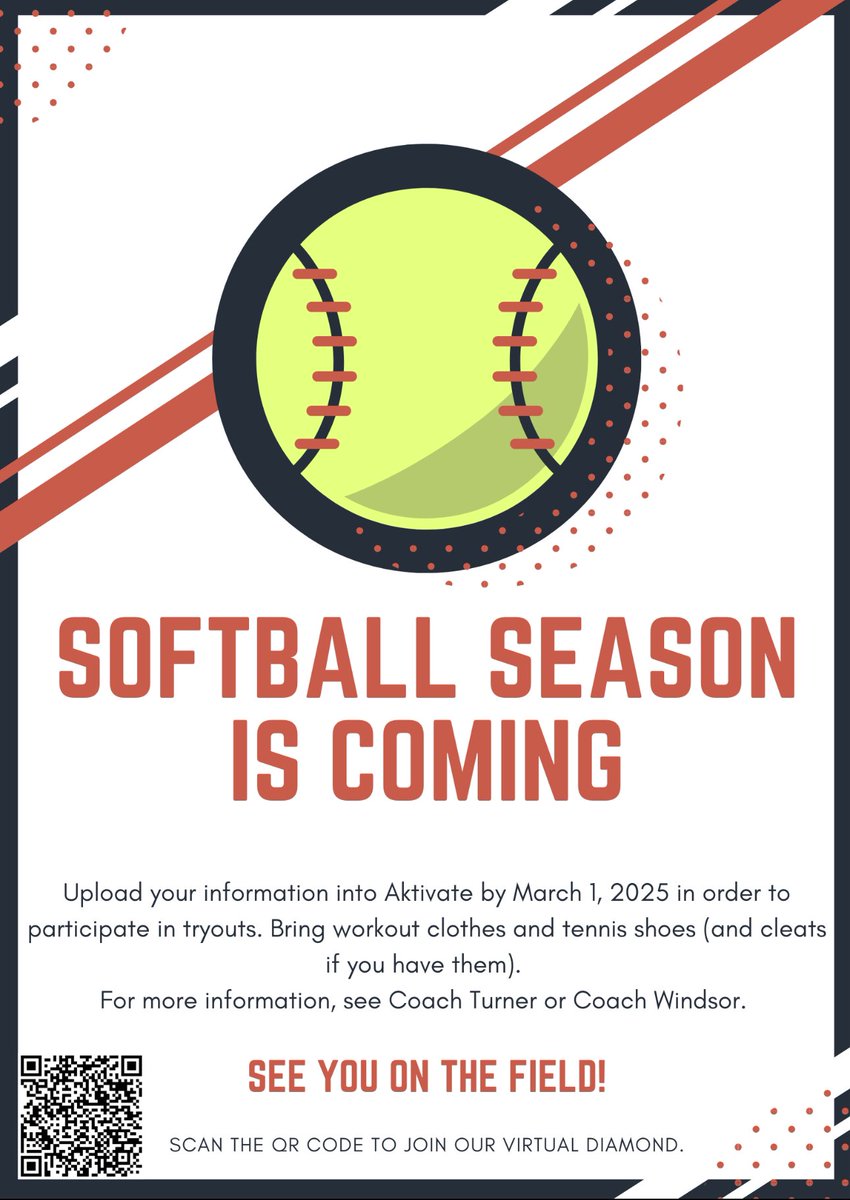 Calling all lady Eagles!! This one is for you! Softball Season is around the corner.  

See the below information for their upcoming interest meeting:

Date: Thursday February 6, 2025 

Time: 2:30 to 3:30pm

Location: Room 122