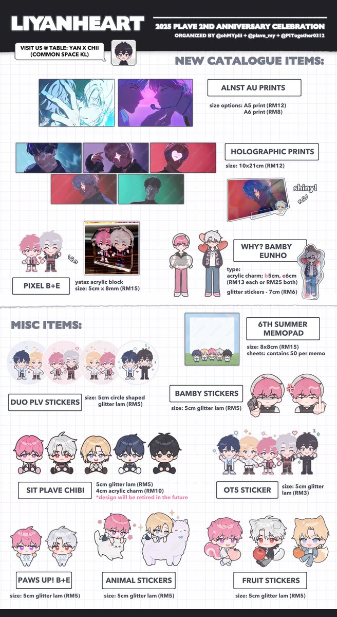 battt__z's tweet photo. Yan x Chii Catalogue for #PLAVEInvasioninMY (@plave_my ) @ Common Space KL this 9th February! 

Featuring PLLI artists @xoxoplv x @chiizeuu ❤️🩷

Hope to see all our lovely PLLIs there!! 
💙💜💓❤️🖤

**Acrylic items are limited stock!

#플레이브_대쉬_전력질주 #PLAVE_READY_TO_DASH https://t.co/oZSXo1pw4x