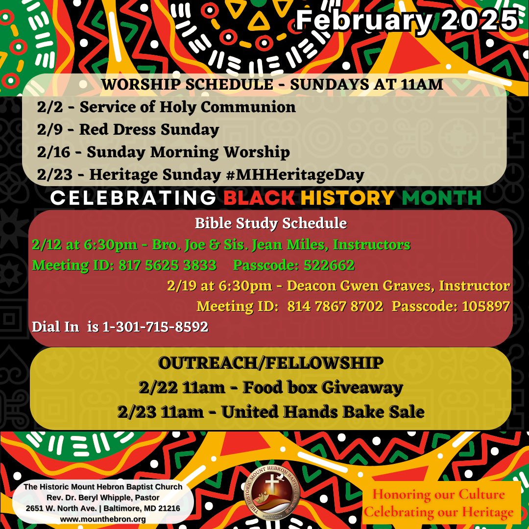 MHBCInc's tweet photo. Join us this Black History Month at Mount Hebron Baptist Church! ✊🏾✊🏽✊🏿
#BlackHistoryMonth 
#MountHebron https://t.co/JDy7o981lV