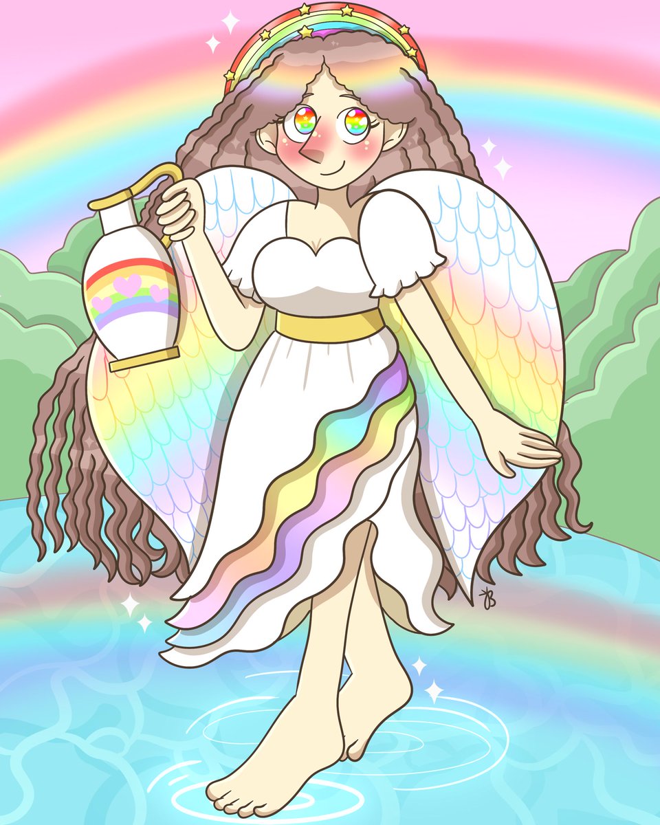 My entries to #celestialjanuary in which I drew 4 goddesses from 4  mythologies: Chang'e (Chinese moon goddess), Nut (Egyptian sky goddess),  Iris (Greek rainbow goddess) and Zorya (Slavic dawn goddess). 🌙🌌🌈🌅 I, image size:960x1200