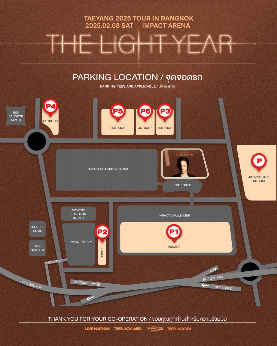 livenationth's tweet photo. (1/2) ประกาศสำคัญ: ผังหน้างาน / เวลาเปิดการแสดง และข้อมูลอื่น ๆ ของคอนเสิร์ต “TAEYANG 2025 TOUR [THE LIGHT YEAR] IN BANGKOK”
📅 พบกัน 8 ก.พ. 2568 📍อิมแพ็ค อารีน่า
บัตรยังมีจำหน่ายที่ไทยทิคเก็ตเมเจอร์ โทร 0 2262 3838 หรือคลิก https://t.co/2SJXaOApPr
*กำหนดการและเวลาอาจเปลี่ยนแปลงได้โดยไม่ต้องแจ้งให้ทราบล่วงหน้า เพื่อความคล่องตัว กรุณาศึกษาแผนผังบริเวณงาน กฎข้อบังคับและสิ่งของต้องห้ามล่วงหน้า ขอขอบคุณทุ���ท่านสำหรับความร่วมมือ

Important Announcement : Event map, showtime and other details for “TAEYANG 2025 TOUR [THE LIGHT YEAR] IN BANGKOK”
📅 Feb 8, 2025 📍Impact Arena.
• Ticketing details at ThaiTicketMajor outlets. Call center 0 2262 3838 or https://t.co/2SJXaOApPr
*Schedule is subject to change without prior notice. Please check the official rules and regulations and the venue map in advance. Thank you for your kind cooperation.

#TAEYANG
#태양
#TAEYANG2025TOUR
#THELIGHTYEARBKK2025
#THELIGHTYEAR
#THEBLACKLABEL
#더블랙레이블
#LiveNationTero
#THEBLACKSEA