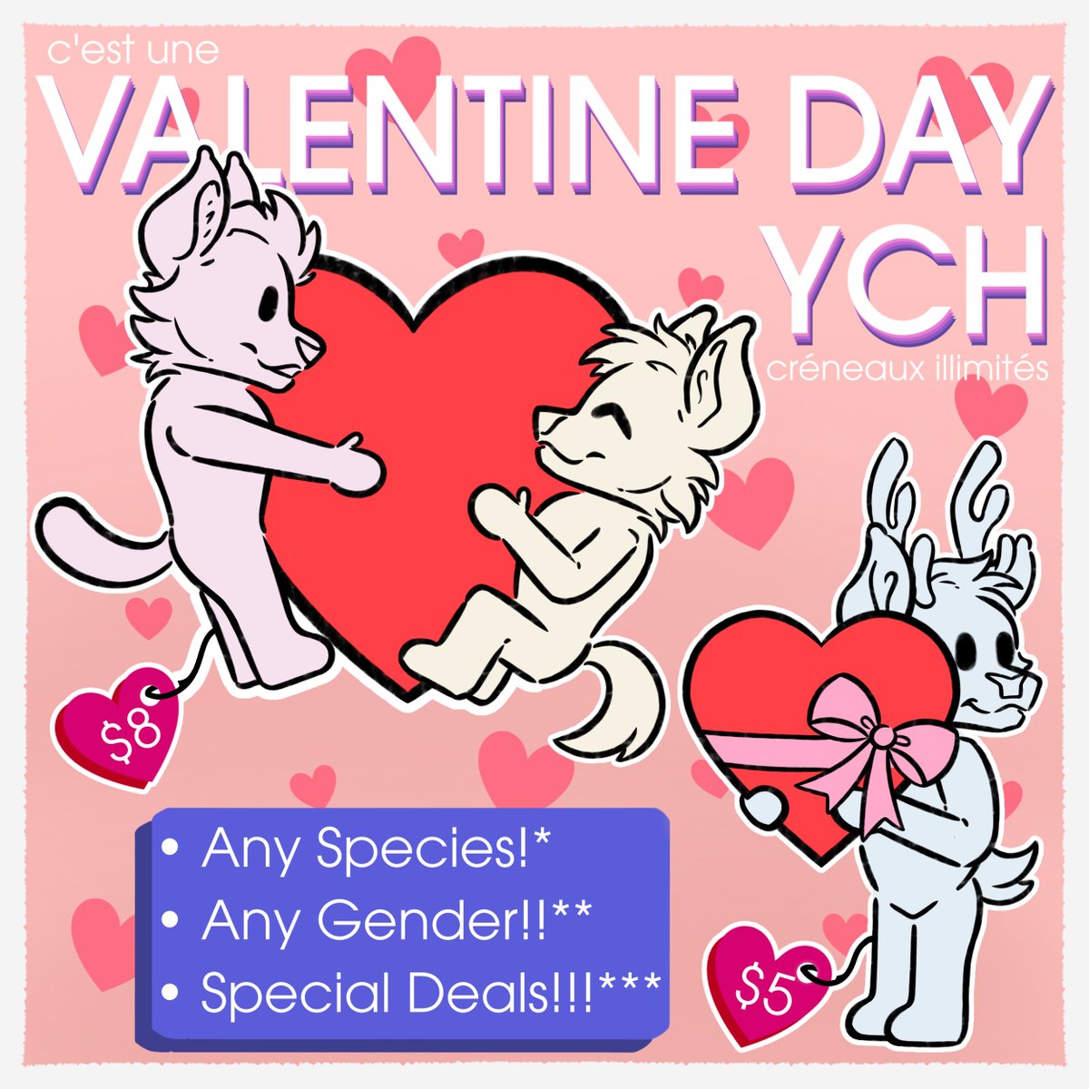 Dencounter_'s tweet photo. [YCH | Advert] 

Hey you! Do you like love? Do you like affection? Do you like the sweet feelings of kindness? Do you like showing your love towards other people? If so, then there is no better time to love than the special month of February and the lovely Valentine's Day. https://t.co/zYSD3N1Ul7