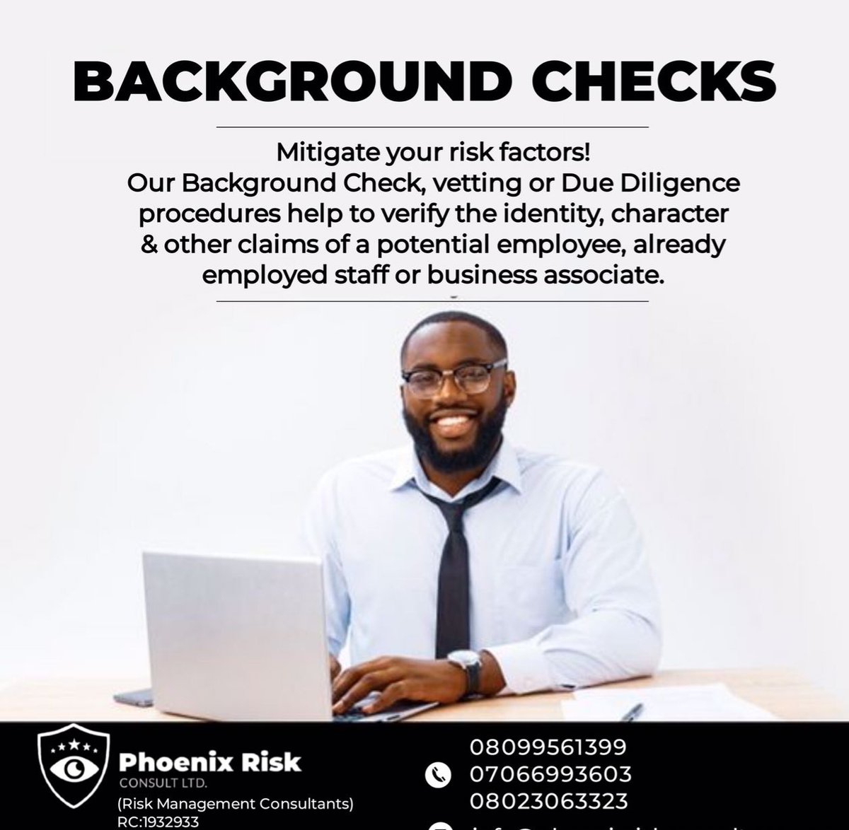 PhoenixRiskLtd's tweet image. Mitigate Your Risk Factors by verifying the claims of your potential/present staff,tenants, business associates, etc
#AssetProtection 
#IdentityVerification 
#IdentityTheft
#FalseClaims
#CertificateForgery