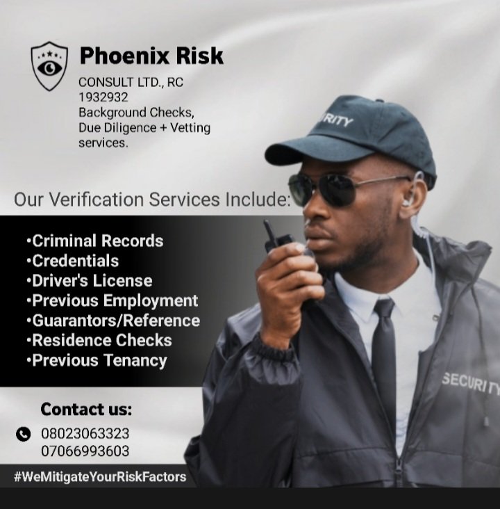 PhoenixRiskLtd's tweet image. Mitigate Your Risk Factors by verifying the claims of your potential/present staff,tenants, business associates, etc
#AssetProtection 
#IdentityVerification 
#IdentityTheft
#FalseClaims
#CertificateForgery