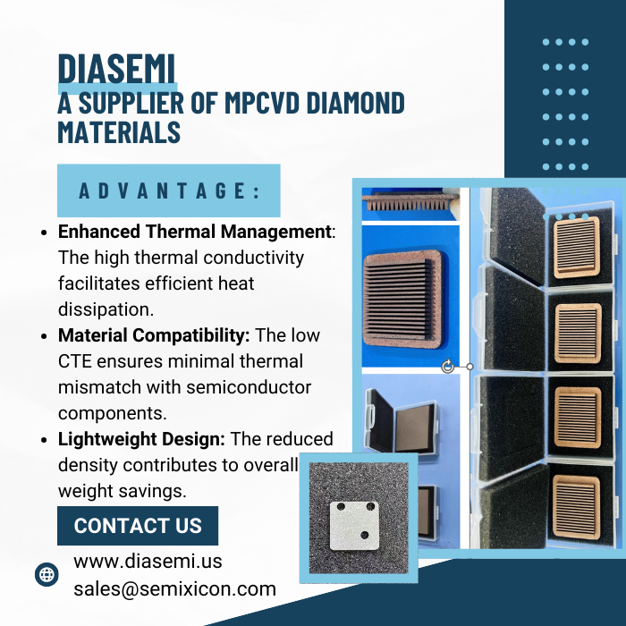 DiamondSemi's tweet photo. Diasemi: U.S.-Based Supplier of MPCVD Diamond https://t.co/8cEwjdCfRw we present one of our innovations: Cu-Diamond,Al-Diamond,Ag-Diamond,AlN-Diamond composites.
https://t.co/uA2KnswaVF
sales@semixicon.com
#copperdiamond
#aluminumdiamond https://t.co/ghatfvmpA1