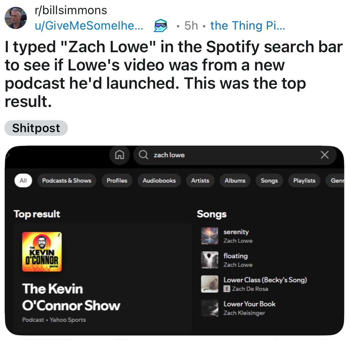 The r/BillSimmons Podcast tweet media