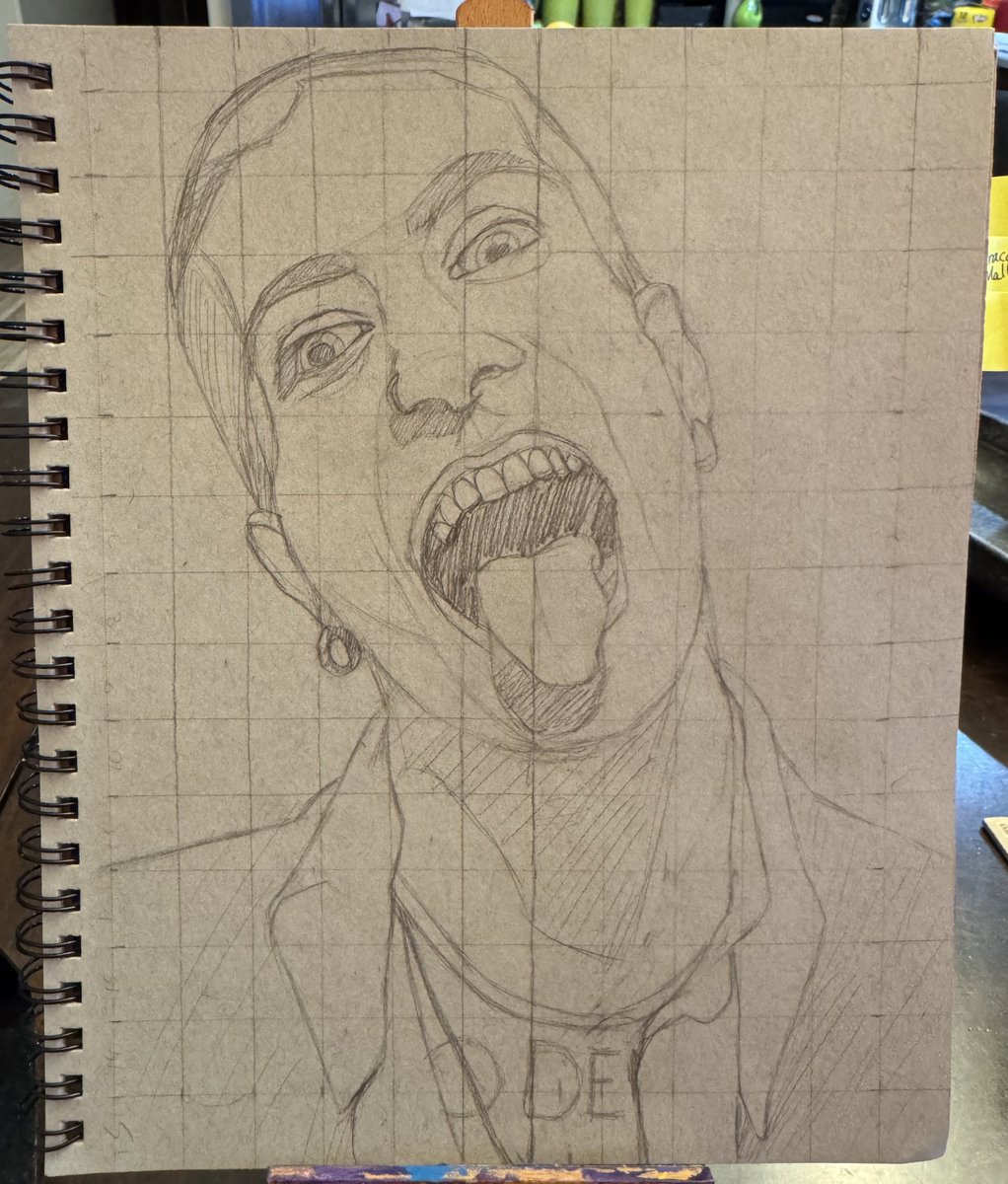 maybe_leila's tweet photo. Sketch of Damiano David (not finished)
@daviddamiano99 @DoveCameron @ManeskinFanClub @thisismaneskin @maneskines @DamianoDavid_BR 
#GRAMMYs #deprem #fypシ #damianodavid #maneskin #arcane #artmoots #art https://t.co/puZteHPf6x