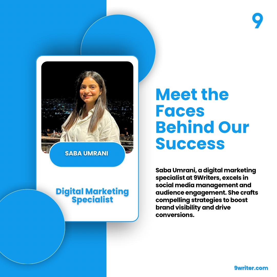 9WriterOfficial's tweet photo. Meet @saba_ismailll , the digital marketing expert behind the success of 9Writers! With her expertise in social media management and audience engagement, she crafts strategies that elevate brand visibility and drive conversions.
.
.
#sabaismail #DigitalMarketing #SocialMedia https://t.co/tlDziQhkuw