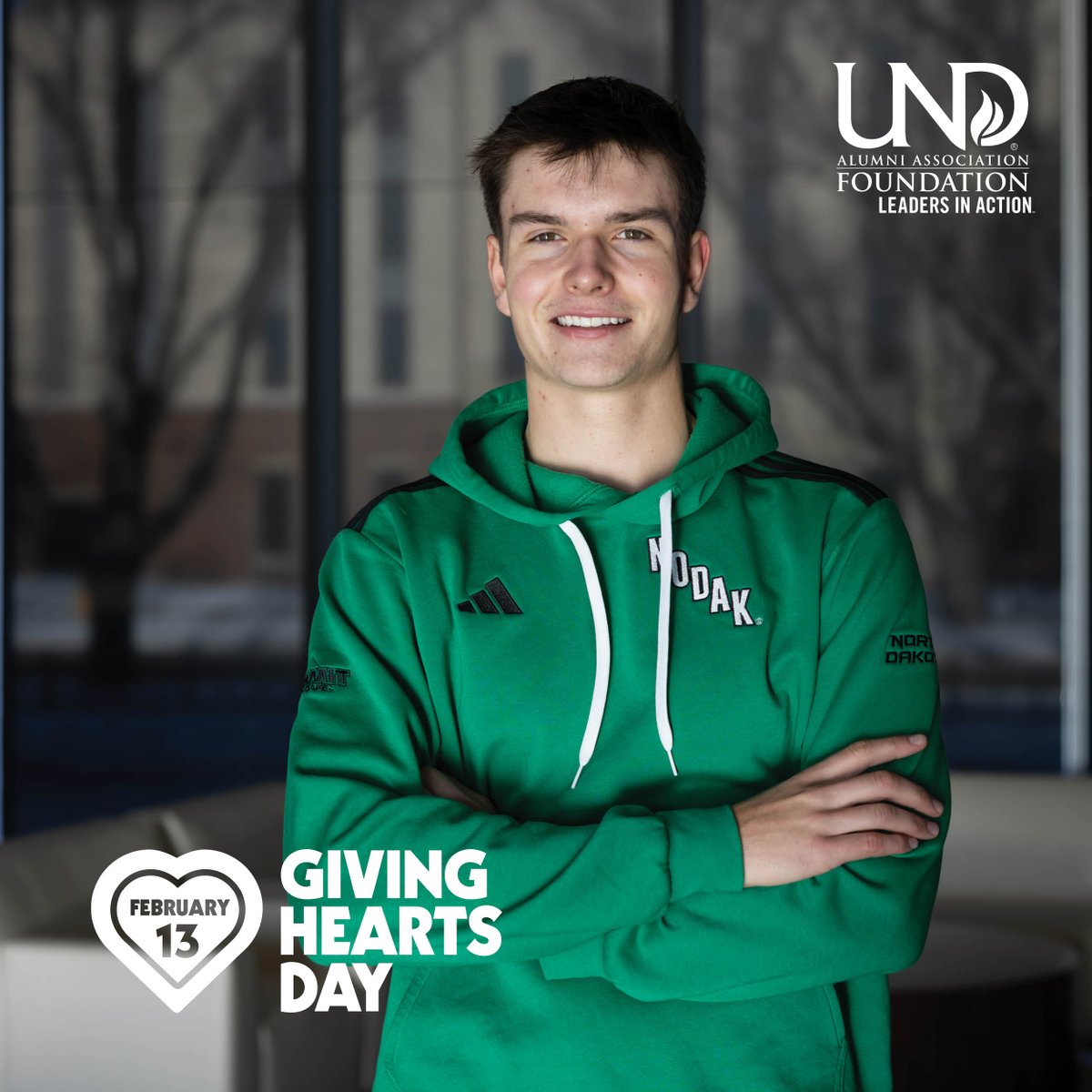 YOUR HEART. YOUR GIFT. YOUR UND.💚

🔗Give Today: pd.UNDalumni.org/ghd

ℹ️Designate your gift for UND Athletics. To donate to a specific team, please add a special donation instruction.

#UNDproud #UNDalumni #GivingHeartsDay