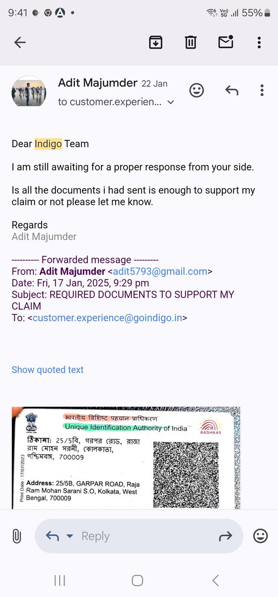adit5793's tweet photo. Reason why Indigo has been rated the worst airline. Even after mailing all the needed supporting documents for a refund twice i am still waiting for proper response. If your are not willing to refund me my money plz let me know atleast. @IndiGo6E @DGCAIndia @MoCA_GoI https://t.co/cVMpWsU2r7