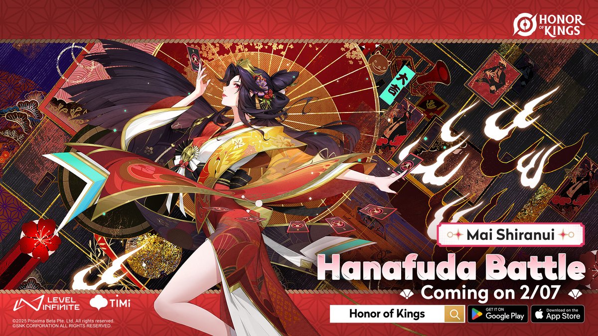 HonorOfKings's tweet photo. Graceful and stunning!
Hanafuda Battle Mai Shiranui is ready to fight!
👉 Play now: https://t.co/4GRLTKAxMI
#HonorofKings #HOK #HOKxSNK #HOKnewskin #MaiShiranui #HanafudaBattle https://t.co/kFM7t6FLQm