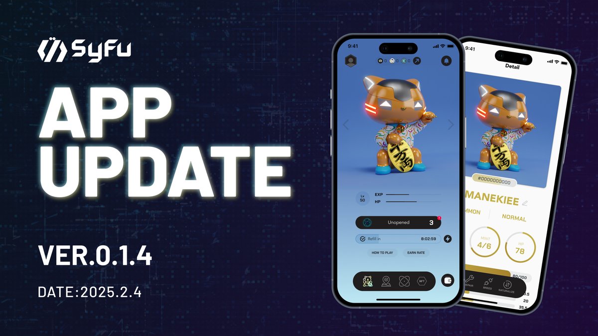 🚀 Beta Version Update 0.1.4 Announcement
(Feb 4 2025)

🆕 New Features
・Added Galxe integration.
※ This will be utilized in the upcoming Airdrop Program.

🔧 Improvements
・Disabled tapping on the home screen MANEKINEKO during its evolution animation.
・If recovery is needed