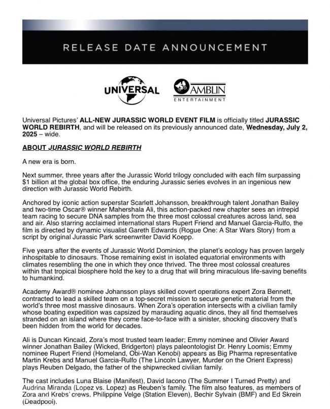 The_AmberMine's tweet photo. So with all of the hype for Wednesday's Trailer release, it brings a question to mind. This is something that I haven't heard much of, do we have the answer to what an "Event Film" is?
#JurassicPark #JurassicWorldRebirth #JurassicWorld #EventFilm @UniversalPics https://t.co/gAwQp9ryAg