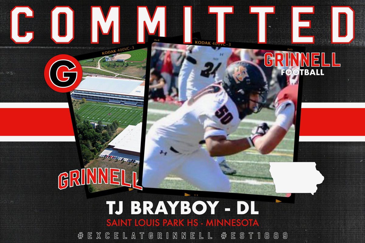 TJ Brayboy (@tj_brayboy) on Twitter photo I am proud to announce that I am 100% committed to Grinnell College
I want to thank all the coaches who've helped me succeed and become who l am today. I am eternally grateful to anyone who has support me. With that being said, Roll Pioneers <a href="/CoachRobG/">Coach Rob Griffin</a> <a href="/Grinnell_FB/">Grinnell College Football</a> <a href="/CoachFost/">Coach Foster</a> I am proud to announce that I am 100% committed to Grinnell College
I want to thank all the coaches who've helped me succeed and become who l am today. I am eternally grateful to anyone who has support me. With that being said, Roll Pioneers <a href="/CoachRobG/">Coach Rob Griffin</a> <a href="/Grinnell_FB/">Grinnell College Football</a> <a href="/CoachFost/">Coach Foster</a>