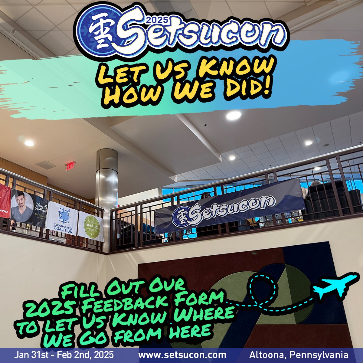 As we wrap up the con and head our focus on to next year... we would love to hear from you! Let us know how we did by filling out our Feedback Form: setsucon.com/feedback-form/.

Your feedback is greatly appreciated and helps make each year even better!