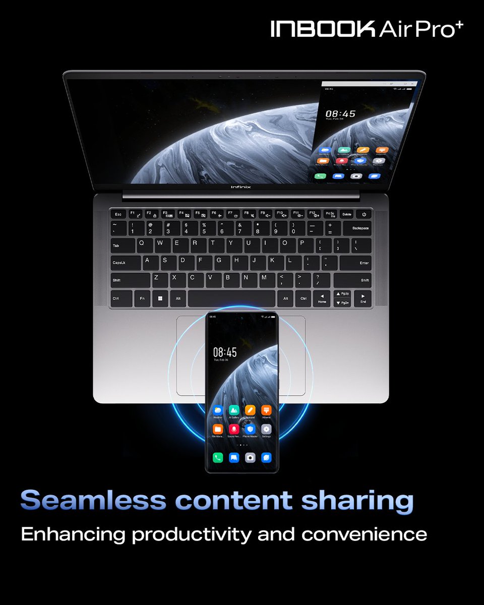 Infinix_Mobile's tweet photo. 📲 Seamless Content Sharing
Effortlessly share your ideas, projects, and memories across devices. With INBOOK Air Pro+, productivity is limitless and sharing is effortless. #Infinix #INBOOKAirProPlus https://t.co/0XZtecOCHL