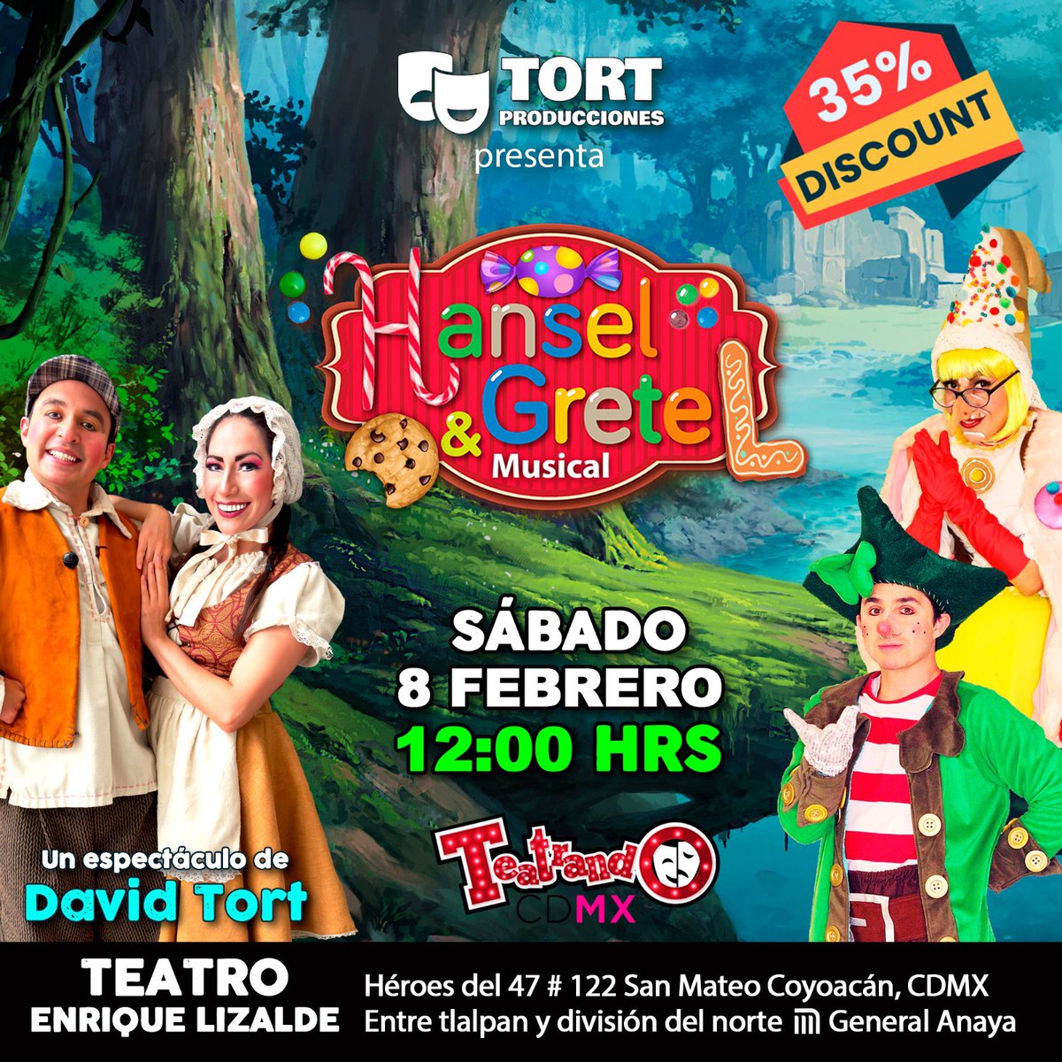 TortProduccion's tweet photo. Hola los esperamos en cualquiera de nuestras producciones. 

Acá el link de descuentos de nuestros amigos de @TeatrandoMX 

HANSEL Y GRETEL 🍭
https://t.co/jxXlupByns

LA LIEBRE Y LA TORTUGA 🐢
https://t.co/f1gDtUNYfg https://t.co/aTlkLAP9UH
