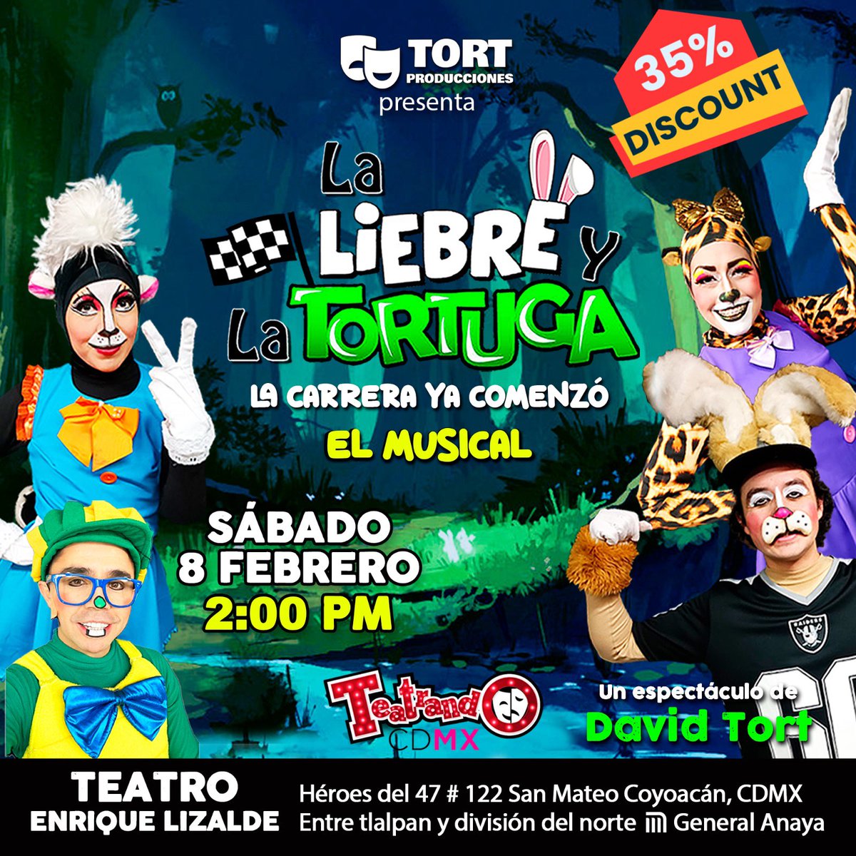 TortProduccion's tweet photo. Hola los esperamos en cualquiera de nuestras producciones. 

Acá el link de descuentos de nuestros amigos de @TeatrandoMX 

HANSEL Y GRETEL 🍭
https://t.co/jxXlupByns

LA LIEBRE Y LA TORTUGA 🐢
https://t.co/f1gDtUNYfg https://t.co/aTlkLAP9UH