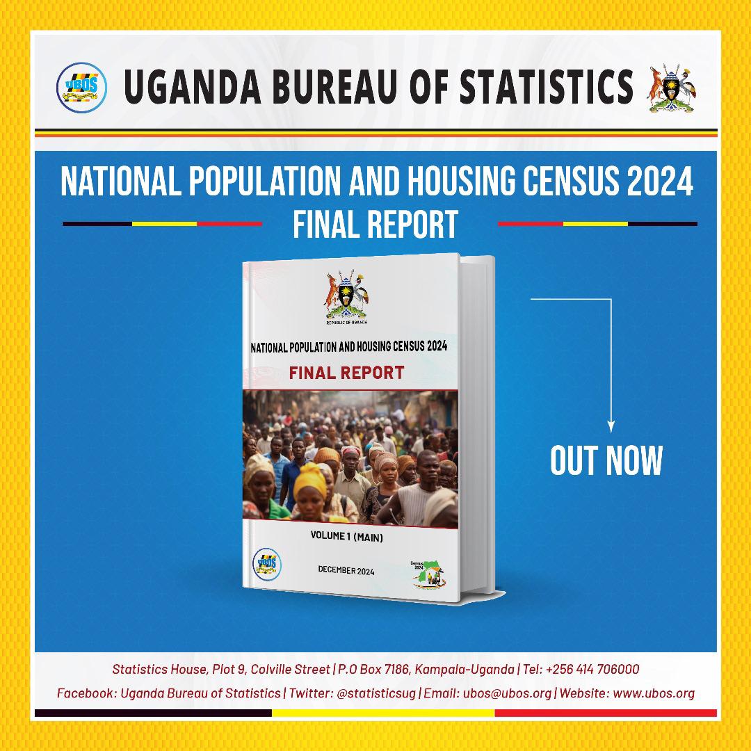 MrAmooti's tweet photo. The National Population and Housing Census 2024 Final Report 📊, that was published on 31st December 2024, entails detailed insights into Uganda’s demographics and housing trends.
📥 Download your copy here: https://t.co/JZGPugr4z2…
#FinalCensusReport || #UgandaCensus2024 https://t.co/aO2QrROpH5