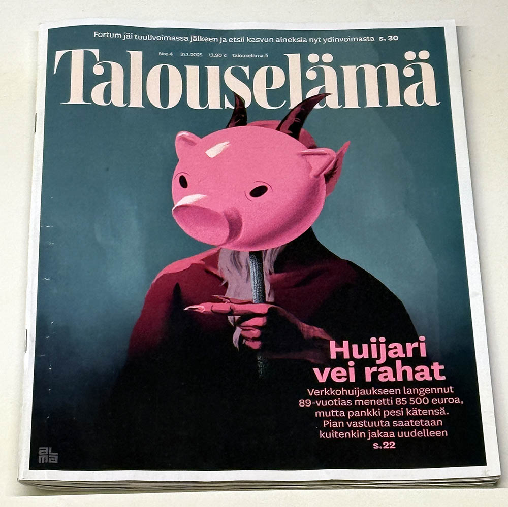 Talouselämä-lehdessä 7 sivun juttu verkkopankkihuijauksista. Vastuun sälyttäminen vain uhrille on kohtuutonta. Pakkoa ei ole, mutta miksei yksikään pankki ole tehnyt verkkoturvallisuudesta itselleen kilpailutekijää? #tietoturva