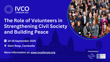 📢 Save the Date! #IVCO2025 is coming to Siem Reap, Cambodia 🇰🇭 from Sept 14–18, 2025!
Join global leaders, policymakers, and volunteers to explore The Role of Volunteers in Strengthening Civil Society and Building Peace
🗓️ stay updated at 🌍 ivcoforum.org