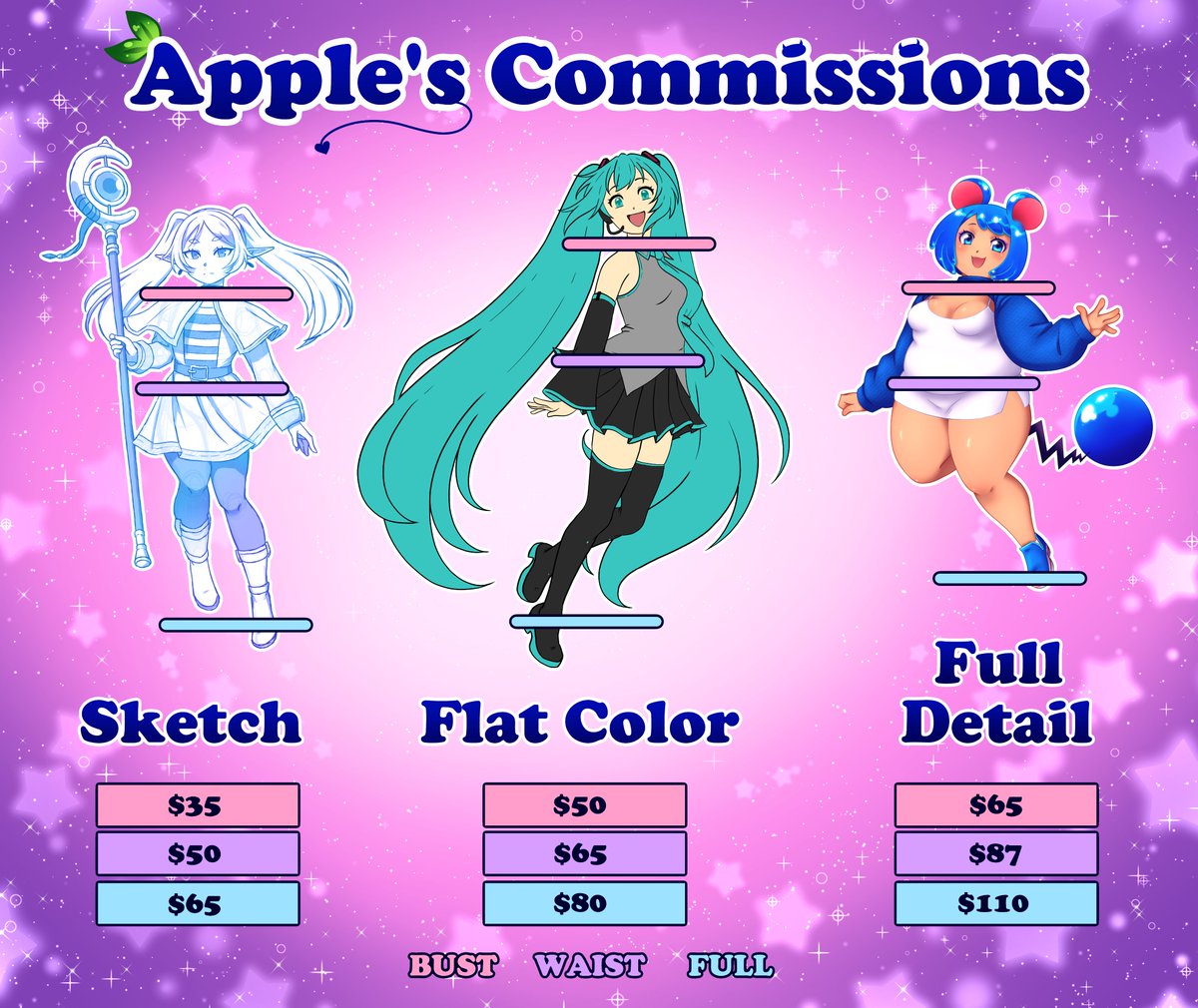 AppleKouhai's tweet photo. New Commission Prices!!! If you would like a commission, please reach out to me in DMs #Commission #commissionsopen #anime #manga #sketch #drawing #digitalart https://t.co/sk74DBgeDm