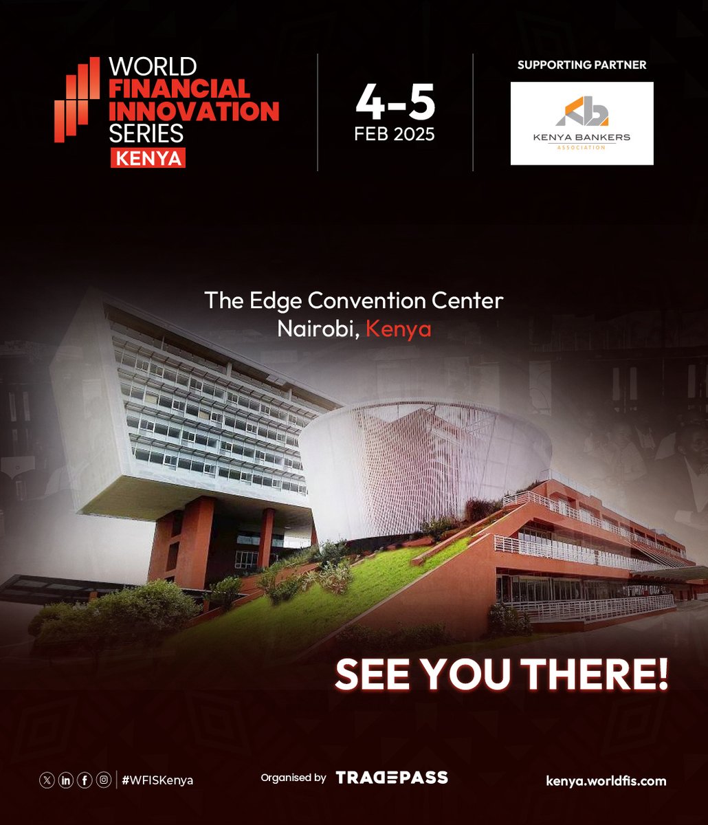 WFIS 2025 – Kenya kicks off at 9:00 AM at The Edge Convention Center, Nairobi.

Join us for two days of insightful sessions, networking, and game-changing discussions!

#WFIS2025 #Kenya #FinTech #Innovation #FutureFinance #Tradepass