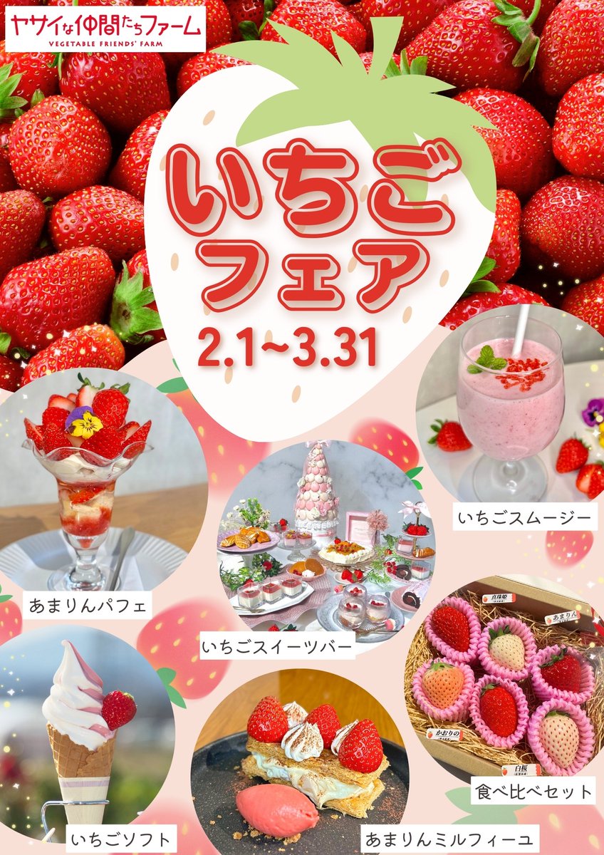 2.1～3.31『いちごフェア』のご案内🍓／ いちごがおいしい季節になり