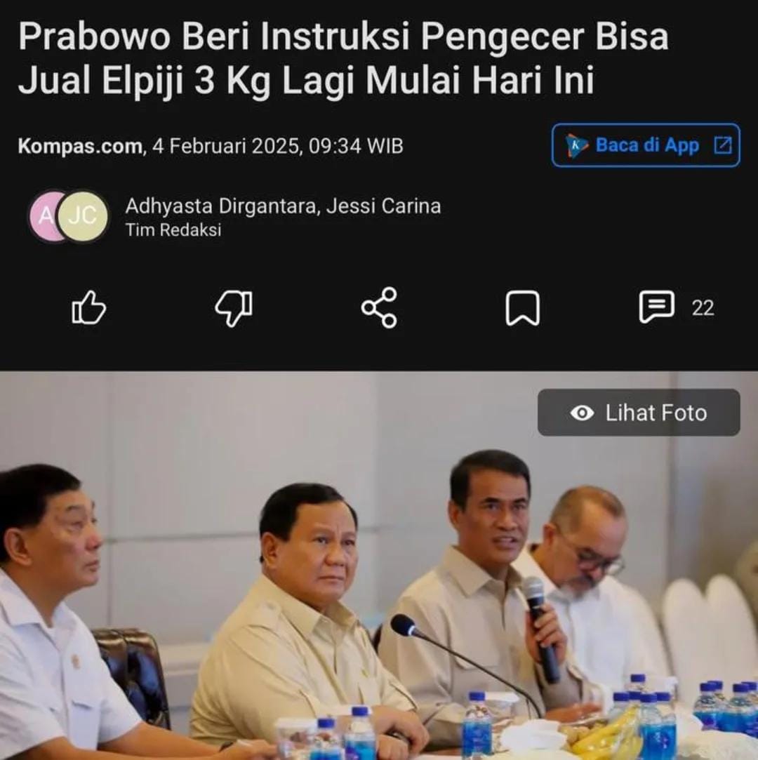 Rasszena ☕ (@rasszena_) on Twitter photo Inilah yg dikhawatirkan. Rancunya regulasi Men-ESDM, yg tanpa persiapan pasti.
Namun Alhamdulillah, Mulai hari ini, Presiden <a href="/prabowo/">Prabowo Subianto</a> sdh meng-instruksikan, pengecer diperbolehkan kembali utk jualan gas 3 kg ke warga.
HaNuPis Bapak Presiden,
Silakan sang menteri dipermak.
Gass🔥 Inilah yg dikhawatirkan. Rancunya regulasi Men-ESDM, yg tanpa persiapan pasti.
Namun Alhamdulillah, Mulai hari ini, Presiden <a href="/prabowo/">Prabowo Subianto</a> sdh meng-instruksikan, pengecer diperbolehkan kembali utk jualan gas 3 kg ke warga.
HaNuPis Bapak Presiden,
Silakan sang menteri dipermak.
Gass🔥