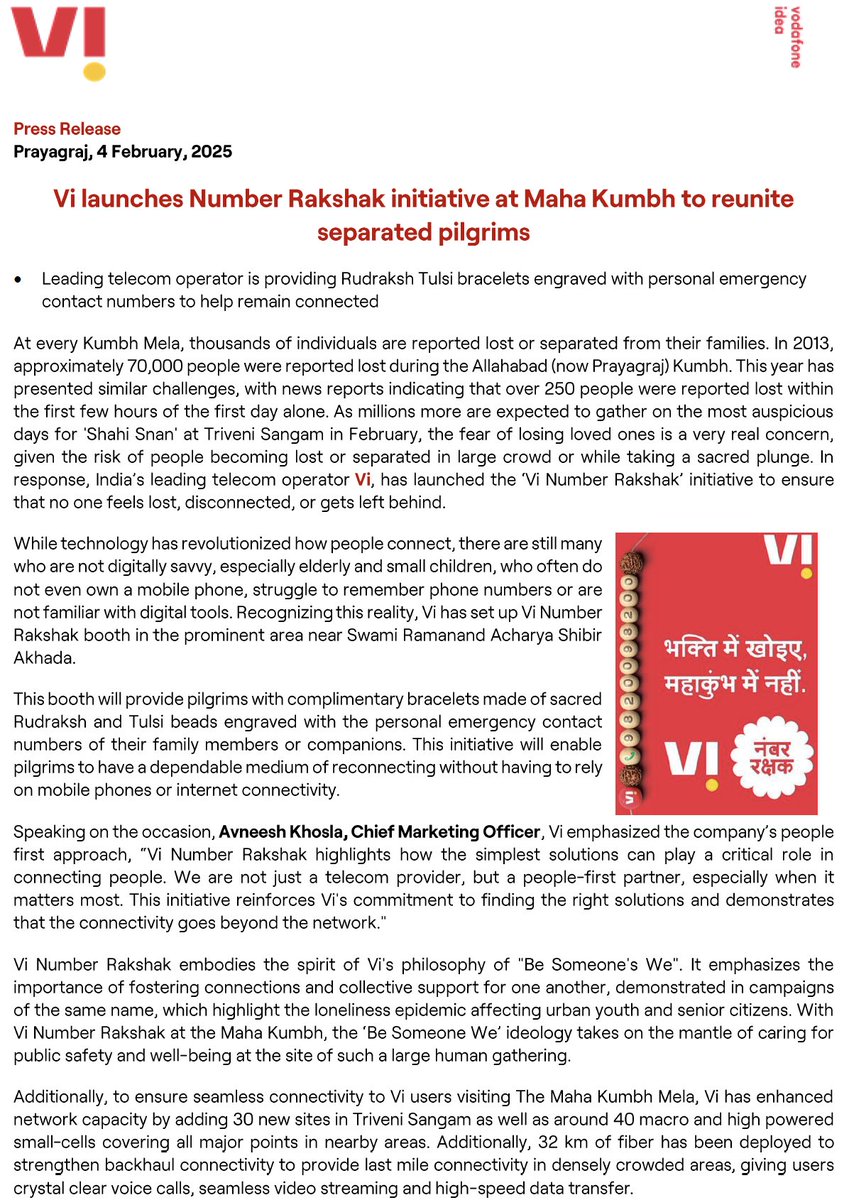Number Rakshak Initiative by Vodafone Idea at Mahakumbh
Very Helpful for Children and Elderly @ Vi Number Rakshak booth in the prominent area near Swami Ramanand Acharya Shibir Akhada
#VodafoneIdea #MahaKumbh2025 #Mahakumbh #महाकुंभ2025 #महाकुंभ_2025