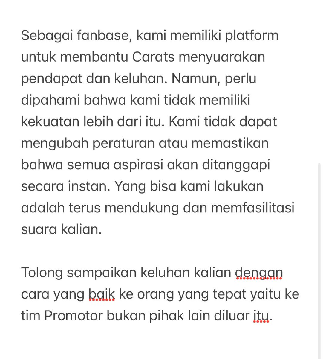 Kami mengharapkan <a href="/mecimapro/">MCP</a> sebagai promotor untuk membuat sistem antrian yang lebih baik untuk besok dan seterusnya. Tolong evaluasi lagi kinerja kalian❗️

Kalau ada yang ingin disampaikan atau di diskusikan, silahkan hubungi tim kami <a href="/mecimapro/">MCP</a>

Carats ayo bantu naikkan